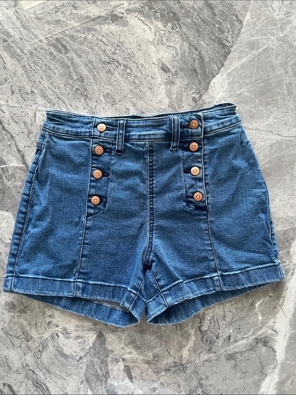 No Boundaries NoBo High Rise Sailor Button Denim Shorts Juniors Size 7